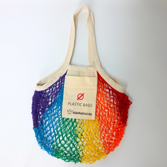 UNIQUE RAINBOW Mesh Cotton Tote - Picture 2 of 9